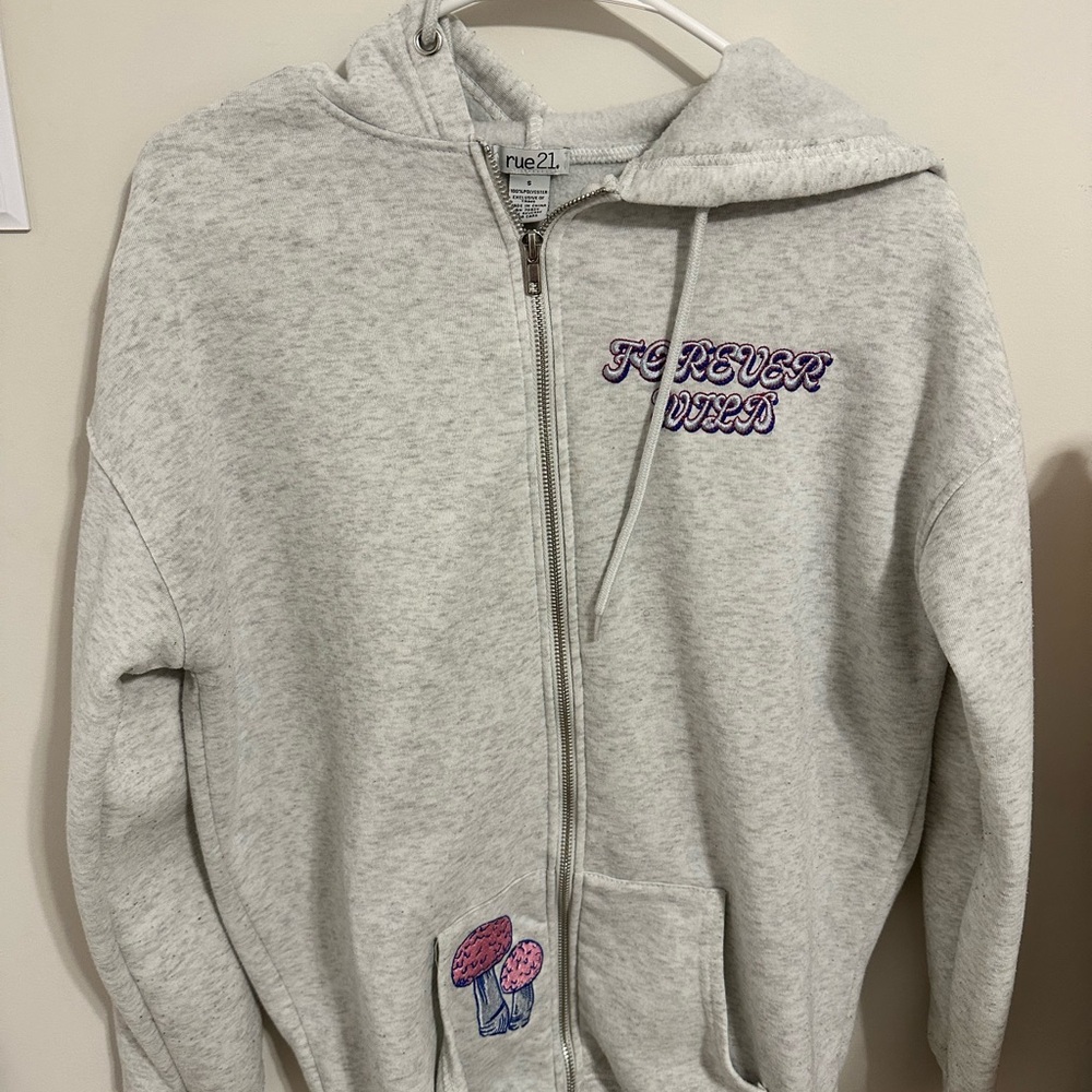 Rue21 Gray Hoodie with Purple and Pink Accents